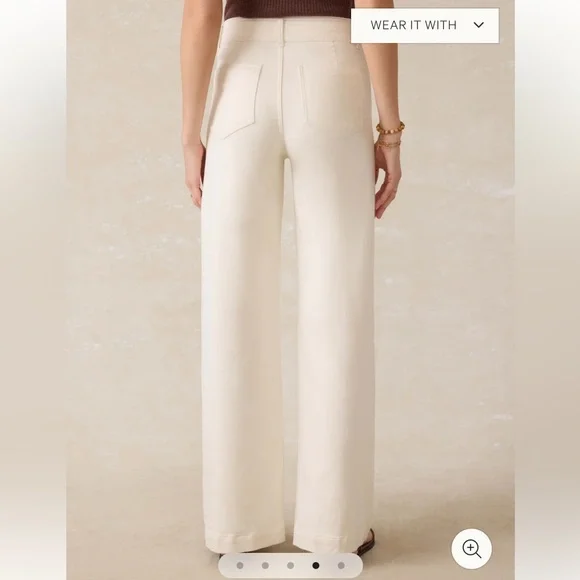 Faherty Stretch Terry Harbor Pant - Egret Wide Leg Pants 26